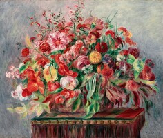 Renoir - flower basket - canvas reprint on scratch card