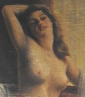 Madarassy-Beck Ilona festménye - Félmeztelen Női portré - Jelzett, eredeti. cca. 1900-as évek eleje.
