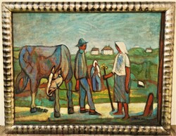 Dóra István (1932) Hazafelé c festménye Eredeti Garanciával!