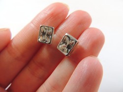 Large size elegant brick zirconia silver earrings