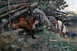 Liljefors - A róka és a vadász - vászon reprint vakrámán