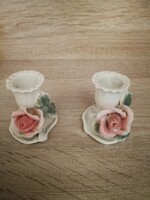 ENS porcelán rózsás gyertyatartó pár!