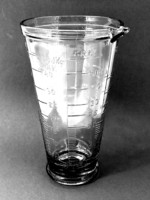 régi konyhai üveg mérőedény, vastag üveg mérőpohár