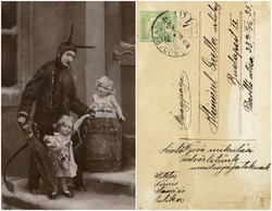 Régi képeslap - Mikulás Napi üdvözlet 1908