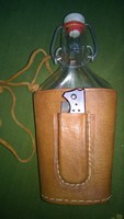 Hunters, hikers - brandy bottle with buckle in a leather case