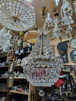 Renovated Czechoslovak crystal basket chandelier