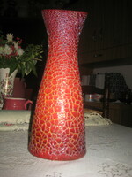 Zsolnay ökörvér mázas   repesztett váza  11 x 28 cm  , pajzspecsétes