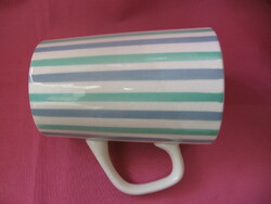 Art deco granite mug with gray-green stripes