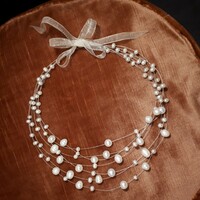 Menyasszonyi gyöngy nyakék, nyaklánc tenyésztett gyöngyből