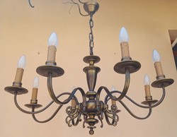 Flemish large copper chandelier with 8 arms