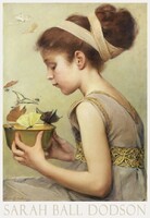 Sarah Dodson Butterflies 1891 Oil Painting Art Poster Little Girl Renaissance Dress Portrait Butterflies