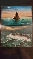 2 antique Balaton postcards 1918, 1929
