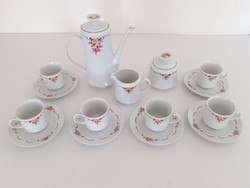 Retro Alföldi porcelán kávés készlet hecsedli csipkebogyó mintás régi mokkás