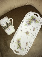 Gyüjtőknek!!2 db . Karlsbadi emlék porcelán tálca és kúrapohár Sprudel 1926
