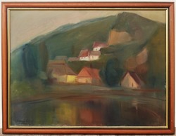 Károly Móczár (1917-) landscape 1962 c. Oil painting with original warranty!