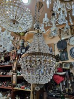 Renovated crystal basket chandelier