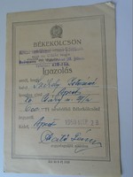 KA345.5    Békekölcsön  -Igazolás  1950  Budapest