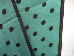 Green silk scarf with black dots