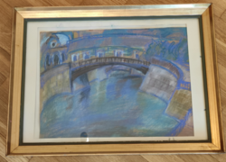 Benyó ildikó leningrad pastel picture in glazed frame with art hall company serial number