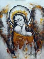 Molnár Ilcsi  " Arany angyalos 4.  " című munkám - akril /olaj festmény