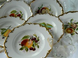 Antique fischer & sleeping hand-painted fruit patterned small plate 6 pcs, 1857-1875
