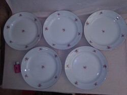 Five pieces of small floral zsolnay flat plate - together