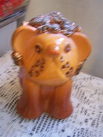 Gyula Kovács: sitting lion - glazed ceramic statue 15 x 13 cm, flawless