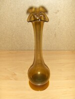 Borostyán leheletvékony üveg váza 24 cm (fp)