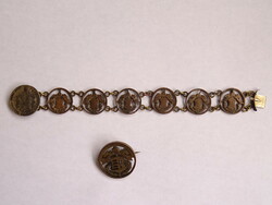 Antique bracelet and brooch carved from pennants around 1860