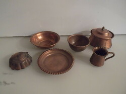 Dishes blue - 6 pcs - copper - old - can be hung - 9 x 2.5 cm - 5 x 2 cm - perfect