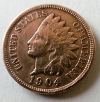 USA 1 Cent indiános R T1 1904
