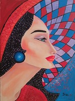 ----- The blue earrings- painting, abstract