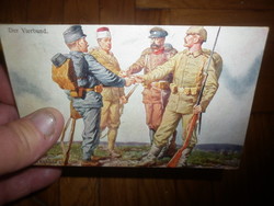 I világháborús propaganda képeslap központi hatalmak katonáival