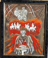 Welsh bards - fire enamel mural - unknown creator