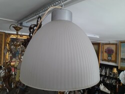 Retro thick, ribbed frosted glass bell-shaped ceiling lamp. 3 pcs.
