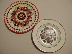 2 db Buzsáki vézás mintával kézzel festett Gránit tányér 18-21 cm
