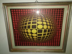 Victor vasarely, op-art, screen print, numbered, signed. About 1 forint.