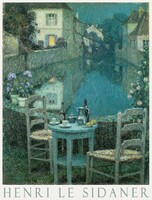 Henri Le Sidaner Kis asztal alkonyatkor 1921 impresszionista festmény művészeti plakátja, kikötőpart