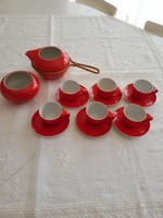 Zsolnay red 6 person retro complete coffee set
