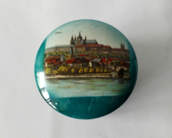 Antique porcelain bonbonier, box with a view of Prague from the early 1900s