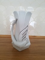 White ceramic vase with swans