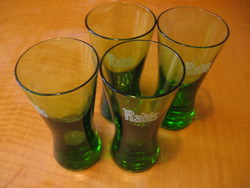 4 db retro zöld üveg Radis olasz keserű győgynövényes likőr pohár