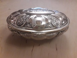 Beautiful richly decorated silver-plated small jewelry box