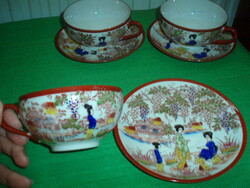 Vintage litofán kézi festésű japán tojáshéj porcelán teás készlet