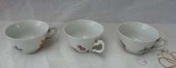 Old baroque small flower patterned zsolnay coffee cups 3 pcs