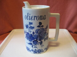 Olive jug retro, shabby blue rose porcelain, artistic ancienne pof italy