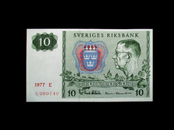 Unc - 10 kronor - Sweden 1977 !! (It's a rarity today!)