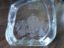 Hungarian Coat of Arms Crystal Paperweight