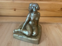 Drasche Kőbányai eozin lüszter mázas porcelán kerámia női akt figura szobor szecessziós Zsolnay