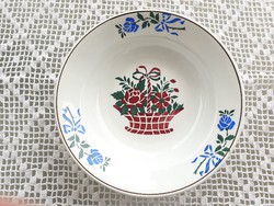 Régi Wilhelmsburgi falitányér fajansz népi falidísz virágkosaras tányér